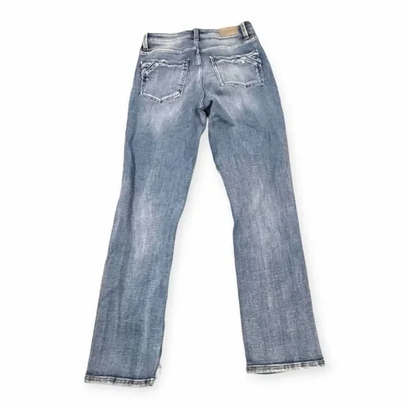 BUCKLE BLACK Women’s Light Wash Distressed Knee Mom Jeans Size 25 - Picture 3 of 8